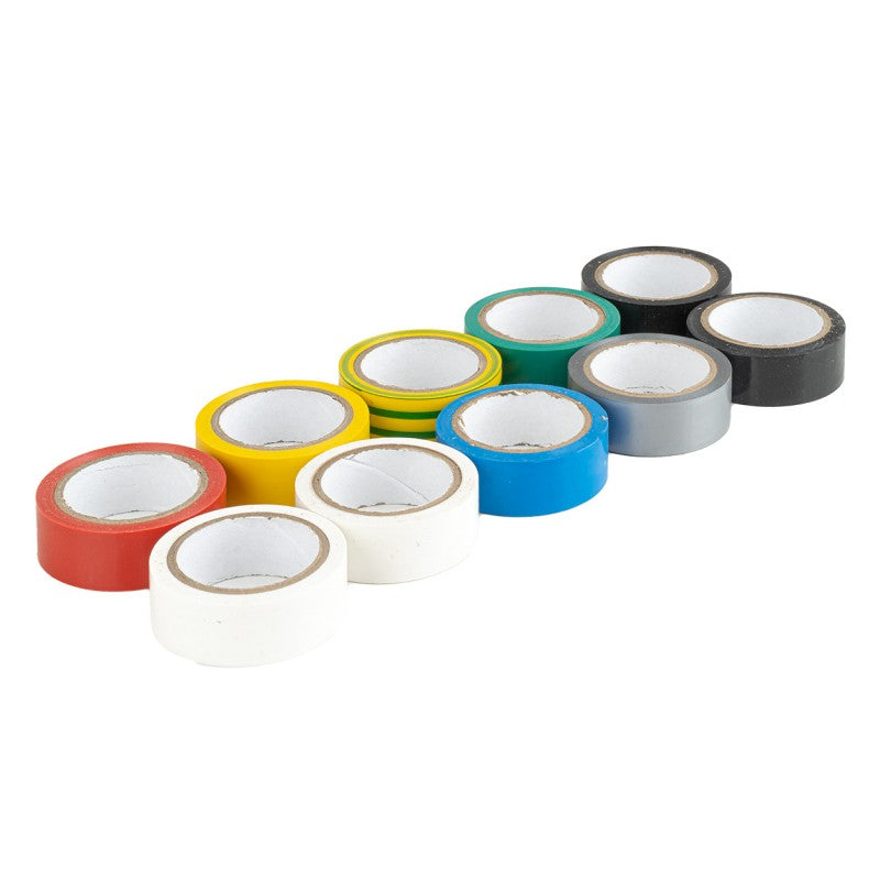 Benzi izolatoare colorate, set de 10, 18 mm x 5,5 m x 0,13 mm, AMIO-04846