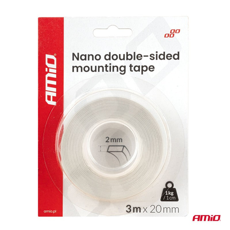 Bandă dublu adezivă reutilizabilă cu nano-demontare 20 mm x 3 m x 1 mm AMIO-04847