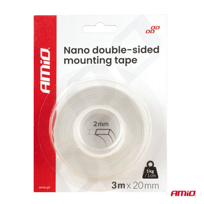Bandă dublu adezivă reutilizabilă cu nano-demontare 20 mm x 3 m x 1 mm AMIO-04847