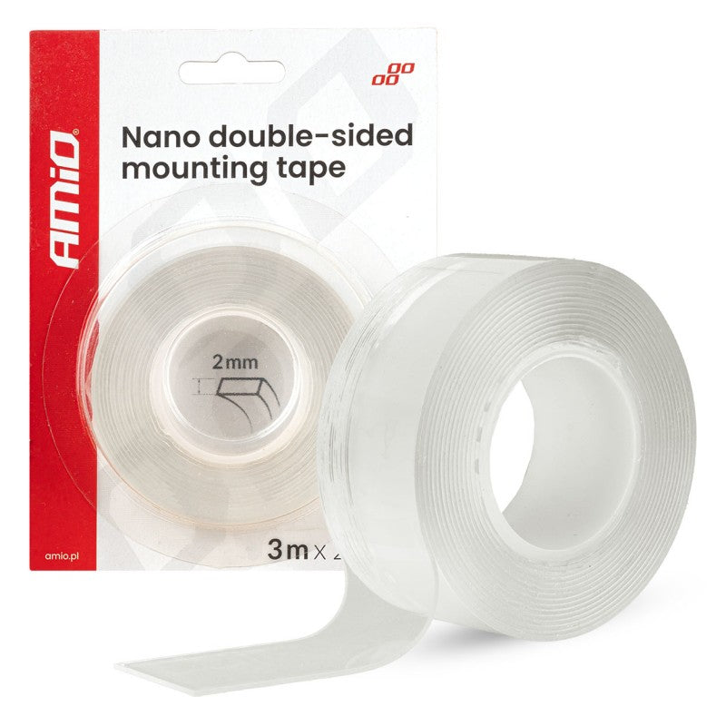 Bandă dublu adezivă reutilizabilă cu nano-demontare 20 mm x 3 m x 1 mm AMIO-04847