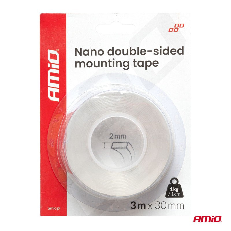 Bandă dublu adezivă nano reutilizabilă pentru montare 30mm x 3m x 1mm AMIO-04848