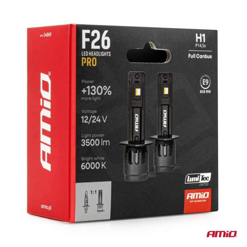 Becuri auto LED F26 PRO LumiTec LIMITED +130% DUO FULL CANBUS H1 12V 24V AMIO-04869