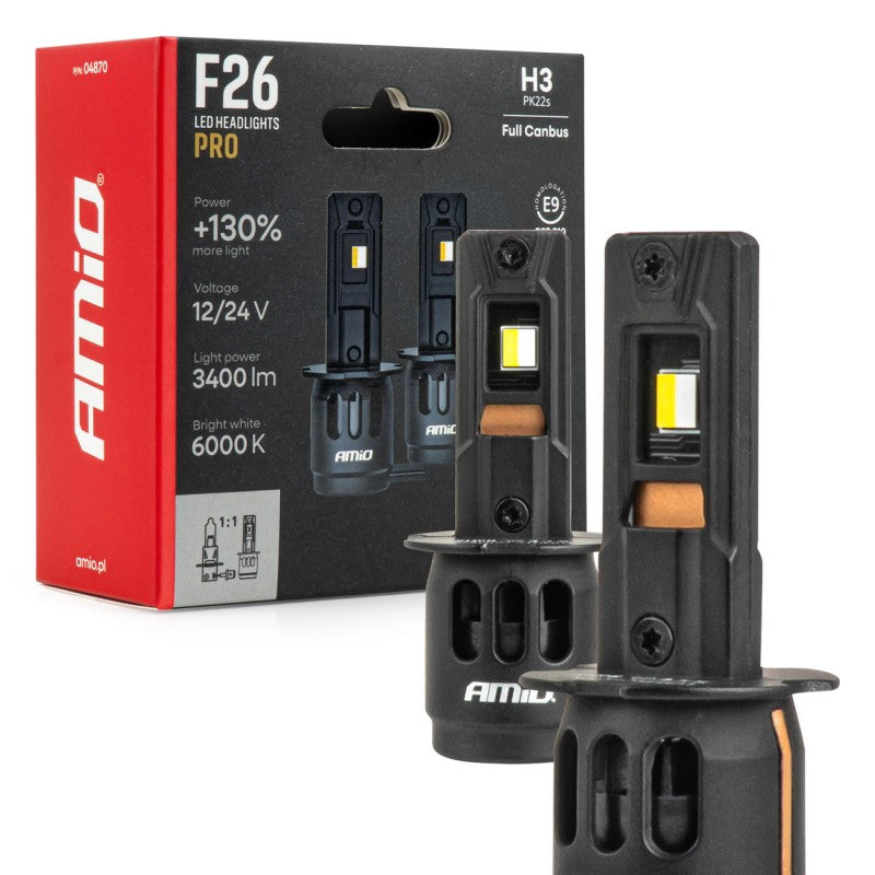 Becuri auto LED F26 PRO LumiTec LIMITED +130% DUO FULL CANBUS H3 12V 24V AMIO-04870