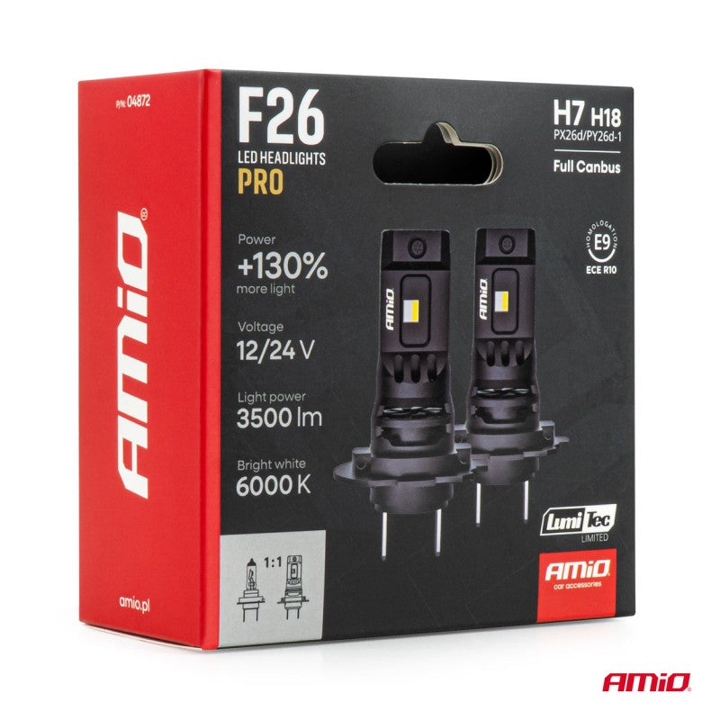 Faruri LED Serie F26 PRO LumiTec LIMITED +130% DUO FULL CANBUS H7 H18 12V 24V AMIO-04872