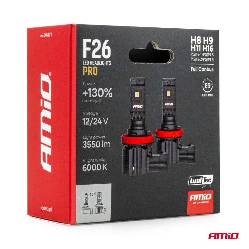 Becuri auto LED F26 PRO LumiTec LIMITED +130% DUO FULL CANBUS H8 H9 H11 H16 12V 24V AMIO-04873