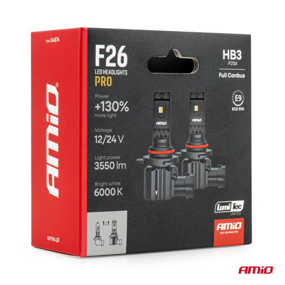 Becuri auto LED F26 PRO LumiTec LIMITED +130% DUO FULL CANBUS HB3 12V 24V AMIO-04874