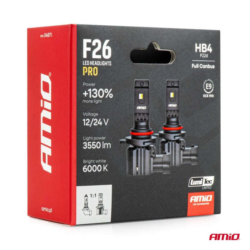 Becuri auto LED F26 PRO LumiTec LIMITED +130% DUO FULL CANBUS HB4 12V 24V AMIO-04875