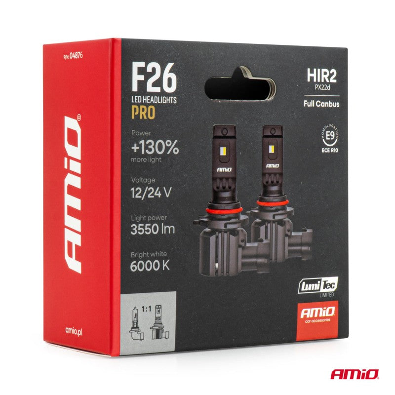 Becuri auto LED F26 PRO LumiTec LIMITED +130% DUO FULL CANBUS HIR2 12V 24V AMIO-04876