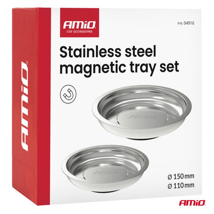 Set tăvi magnetice din oțel inoxidabil 110mm 150mm AMIO-04916