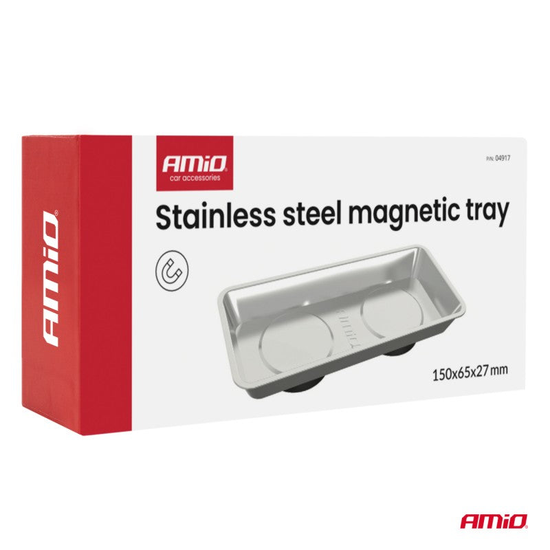 Tavă magnetică din oțel inoxidabil 150x65x27mm AMIO-04917