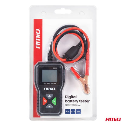 Tester digital profesional pentru baterii 2–220 Ah 6V 12V 24V AMIO-04920