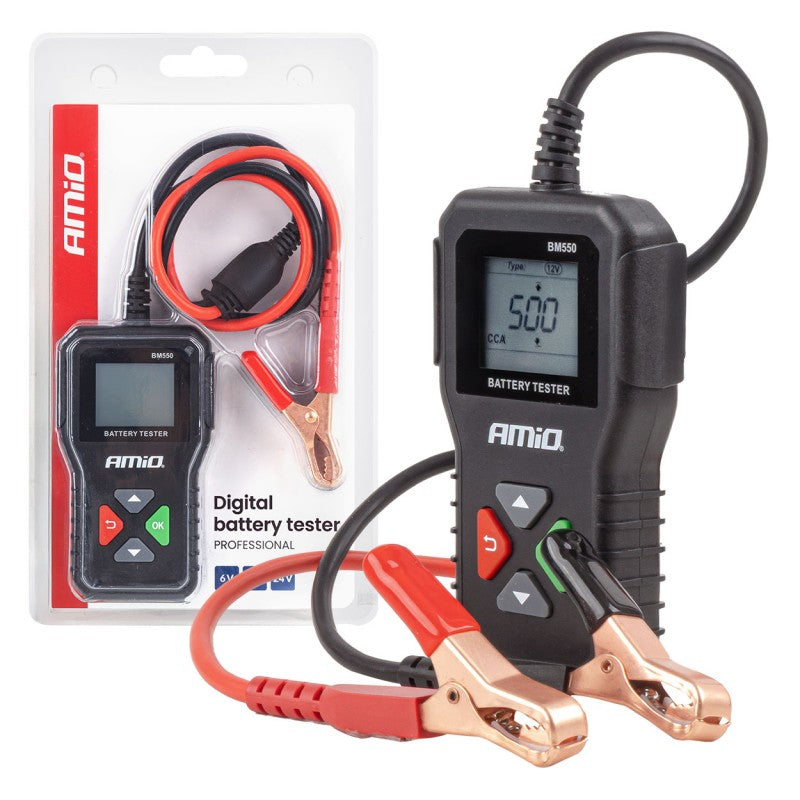 Tester digital profesional pentru baterii 2–220 Ah 6V 12V 24V AMIO-04920