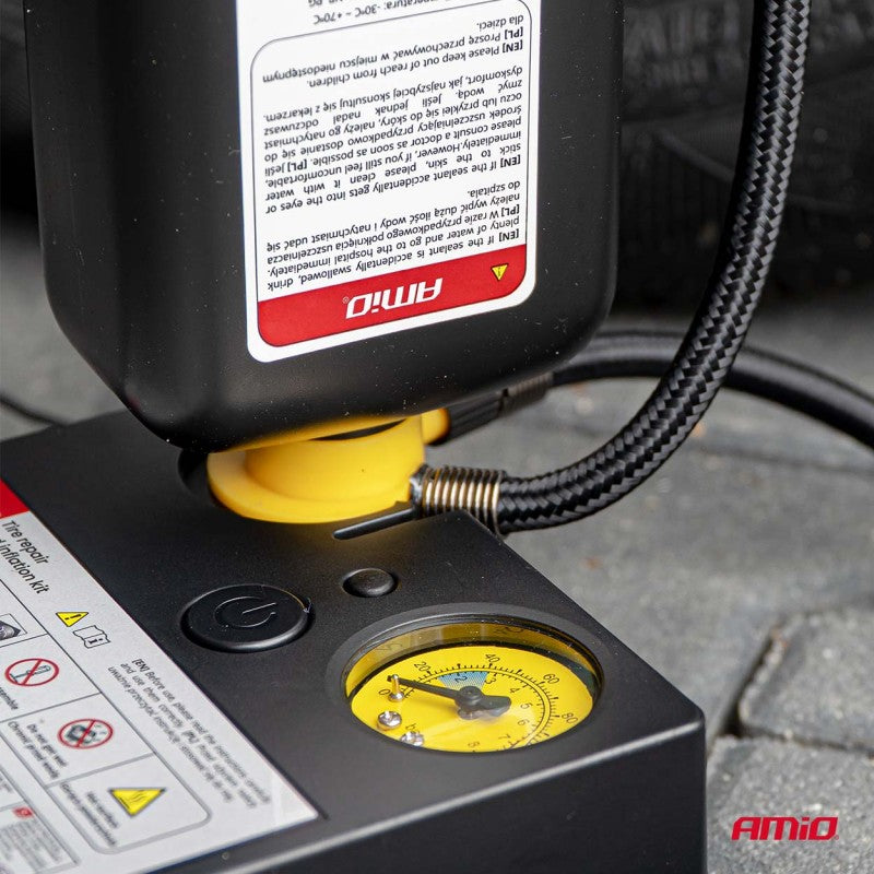 Kit de reparare și umflare anvelope 19 mm centimetru cilindru 12V AMIO-04929