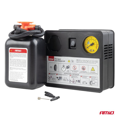 Kit de reparare și umflare anvelope pentru cilindru de 31 mm, 12V, AMIO-04930