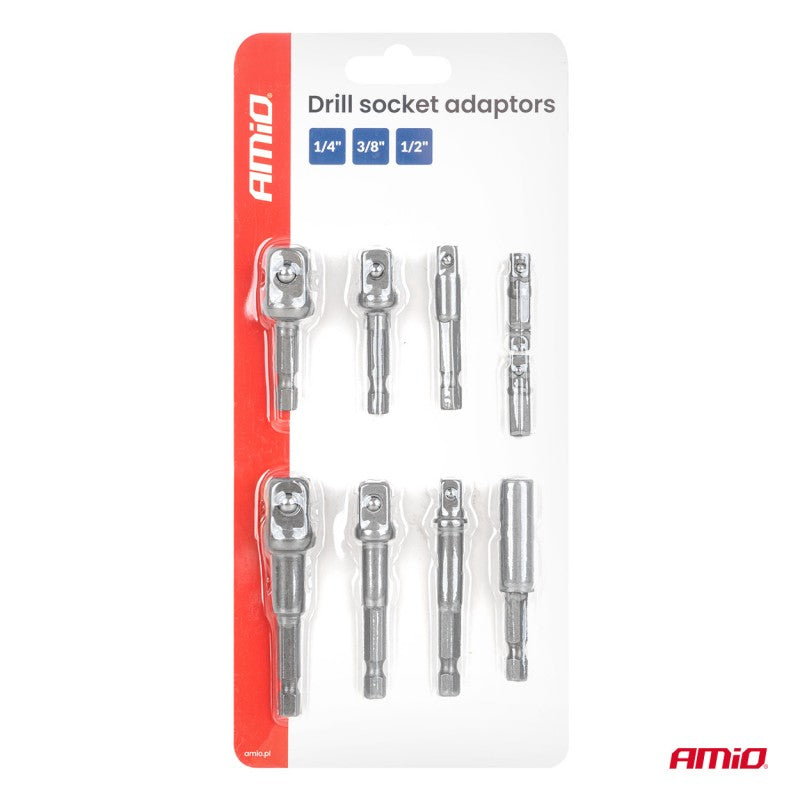 Set adaptor șurubelniță cu 9 piese 1/4", 3/8", 1/2" AMIO-04931