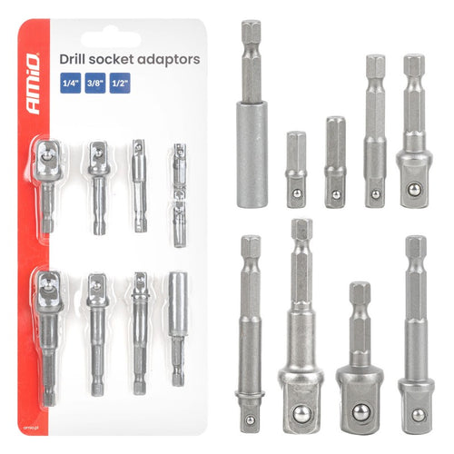 Set adaptor șurubelniță cu 9 piese 1/4", 3/8", 1/2" AMIO-04931