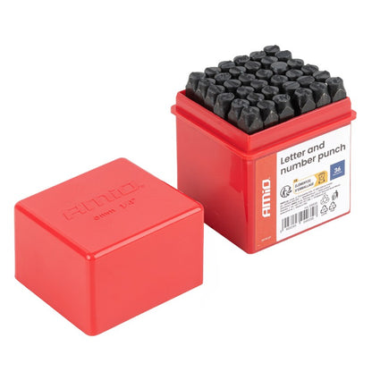 Set de poansoane pentru marcare litere și cifre 6mm 1/4" 36 buc AMIO-04935