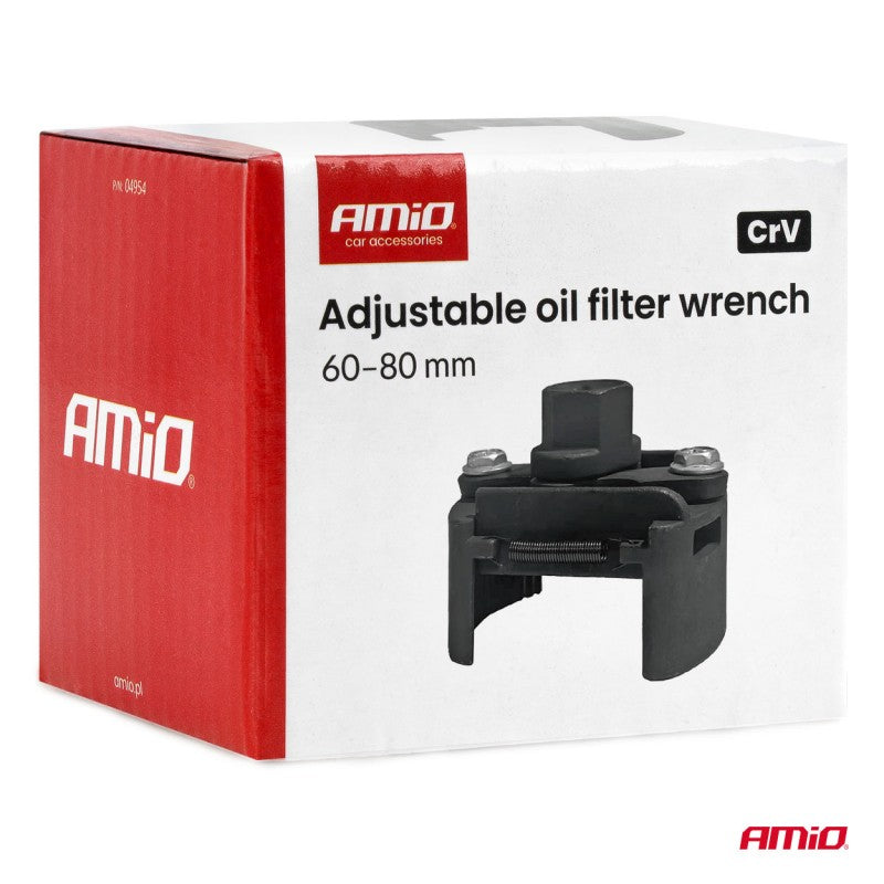 Cheie reglabilă pentru filtru de ulei 60–80 mm CrV AMIO-04954