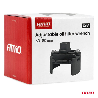 Cheie reglabilă pentru filtru de ulei 60–80 mm CrV AMIO-04954