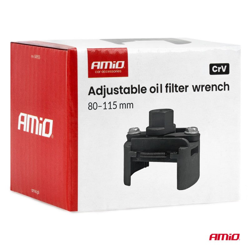 Cheie reglabilă pentru filtru de ulei 80–115 mm CrV AMIO-04955
