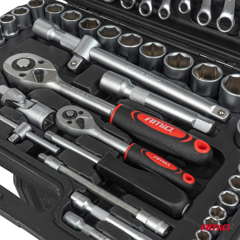 Set chei tubulare cu clichet 94 buc AMIO-05018