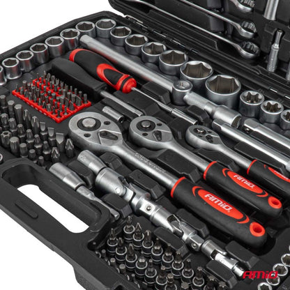 Set chei fixe și tubulare cu clichet 216 buc AMIO-05020