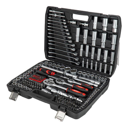 Set chei fixe și tubulare cu clichet 216 buc AMIO-05020