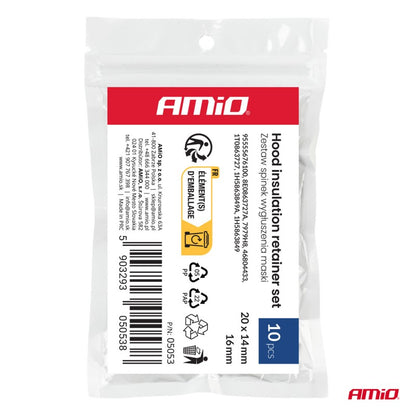 Set cleme fonoabsorbante pentru hotă 20 x 14 mm 16 mm 10 buc AMIO-05053