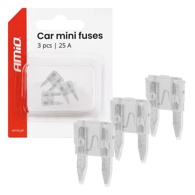 Siguranțe auto mini-lamă, 3 buc., 25A, AMIO-05101
