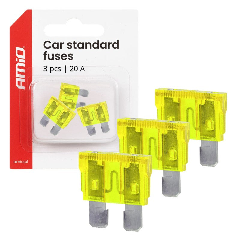 Siguranțe auto standard cu lamă, 3 buc., 20A AMIO-05107