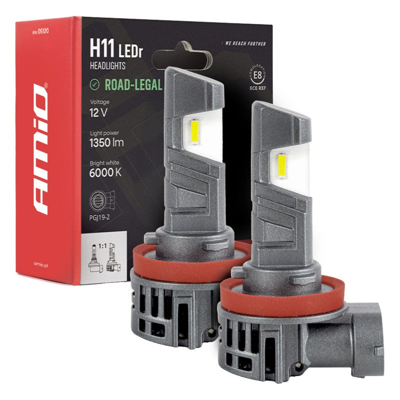 Becuri auto LED cu omologare rutieră R37 E-MARK H11 PnP FAN 18W AMIO-05120