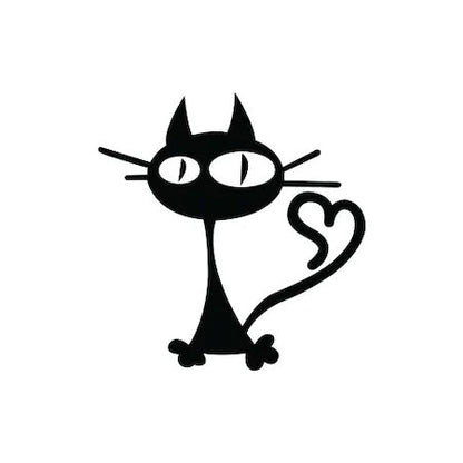 Sticker decorativ StickerStore Pisica inimoasa, 10x10 cm, Negru