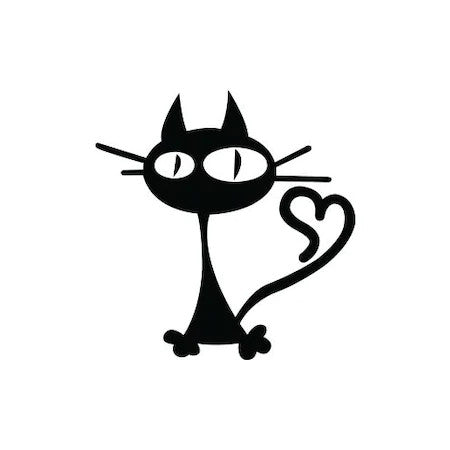 Sticker decorativ StickerStore Pisica inimoasa, 10x10 cm, Negru