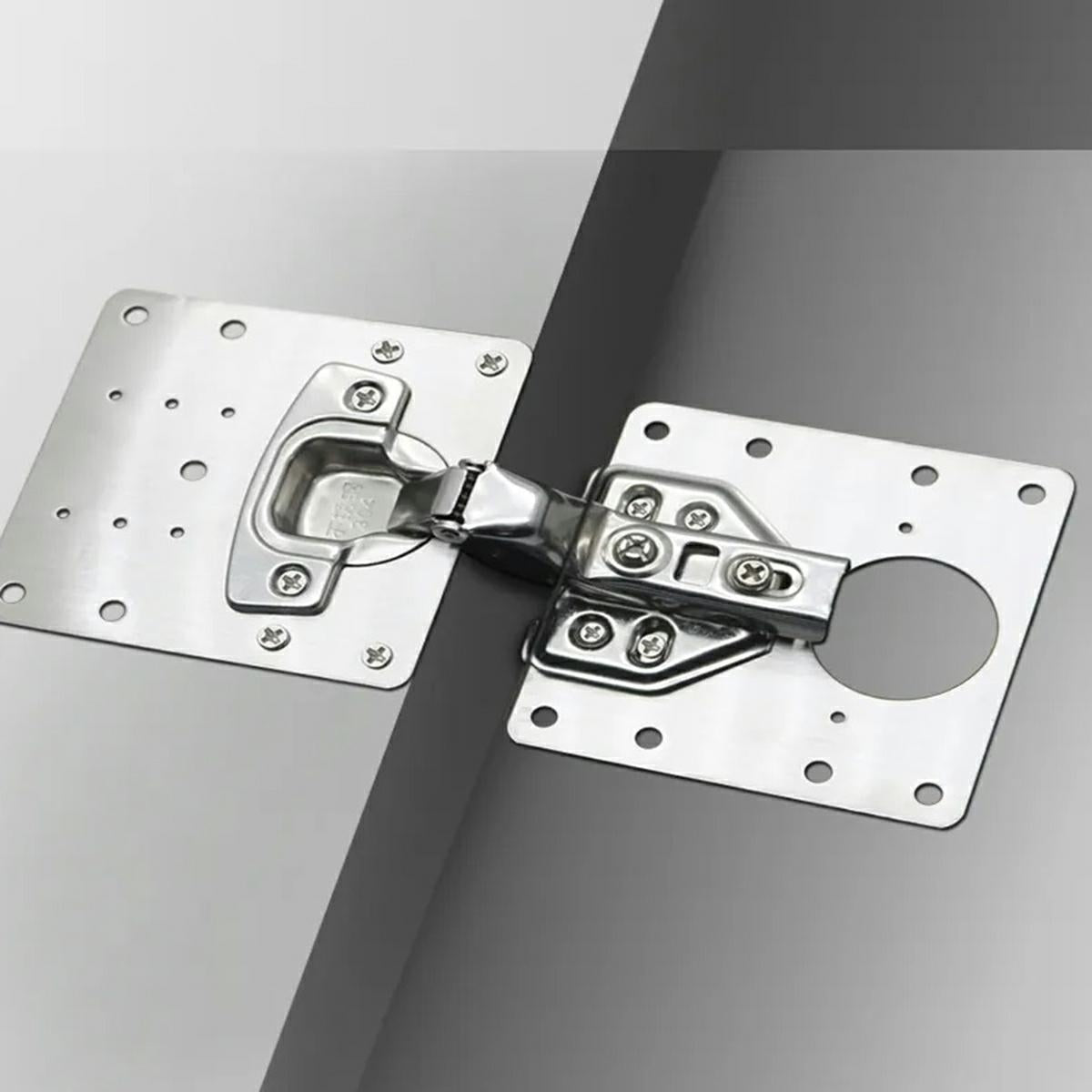 Kit reparatie balama, pentru mobila, Zola®, din otel inoxidabil, 9x9 cm