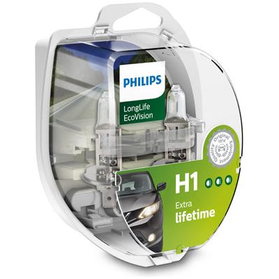 SET 2 BECURI FAR H1 55W 12V LONG LIFE ECOVISION PHILIPS