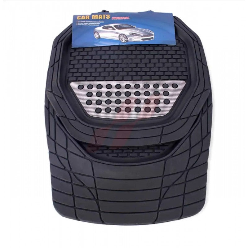 Set covorase fata si spate Universal 4 buc cauciuc impermeabil Negru+Argintiu