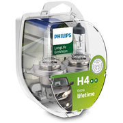 SET 2 BECURI FAR H4 60/55W 12V LONGER LIFE ECOVISION PHILIPS