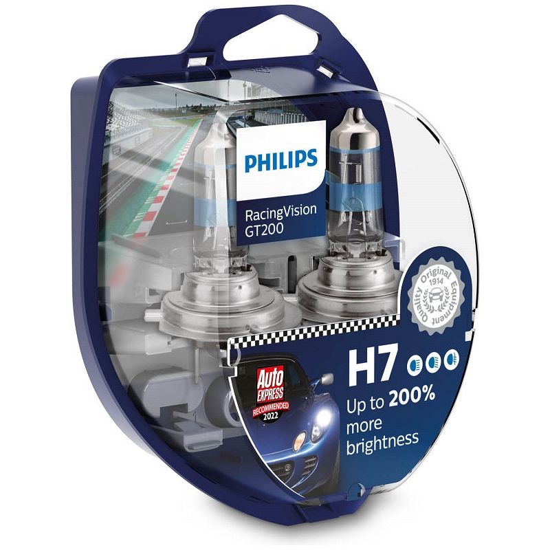 SET 2 BECURI FAR H7 55W 12V RACING VISION GT200 PHILIPS