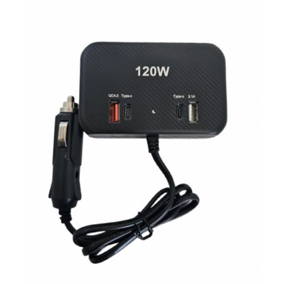 Încărcător Auto Olesson 120W cu 3 Ieșiri, 2 Porturi USB și 2 Porturi Tip C