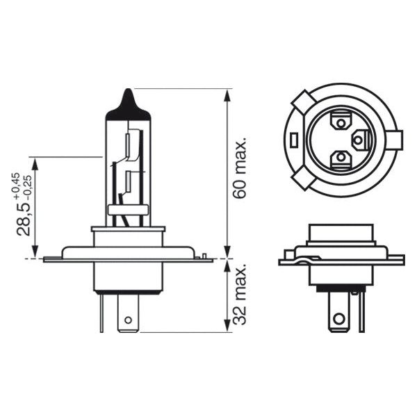 SET 2 BECURI 12V H4 60W / 55W PURE LIGHT BOSCH