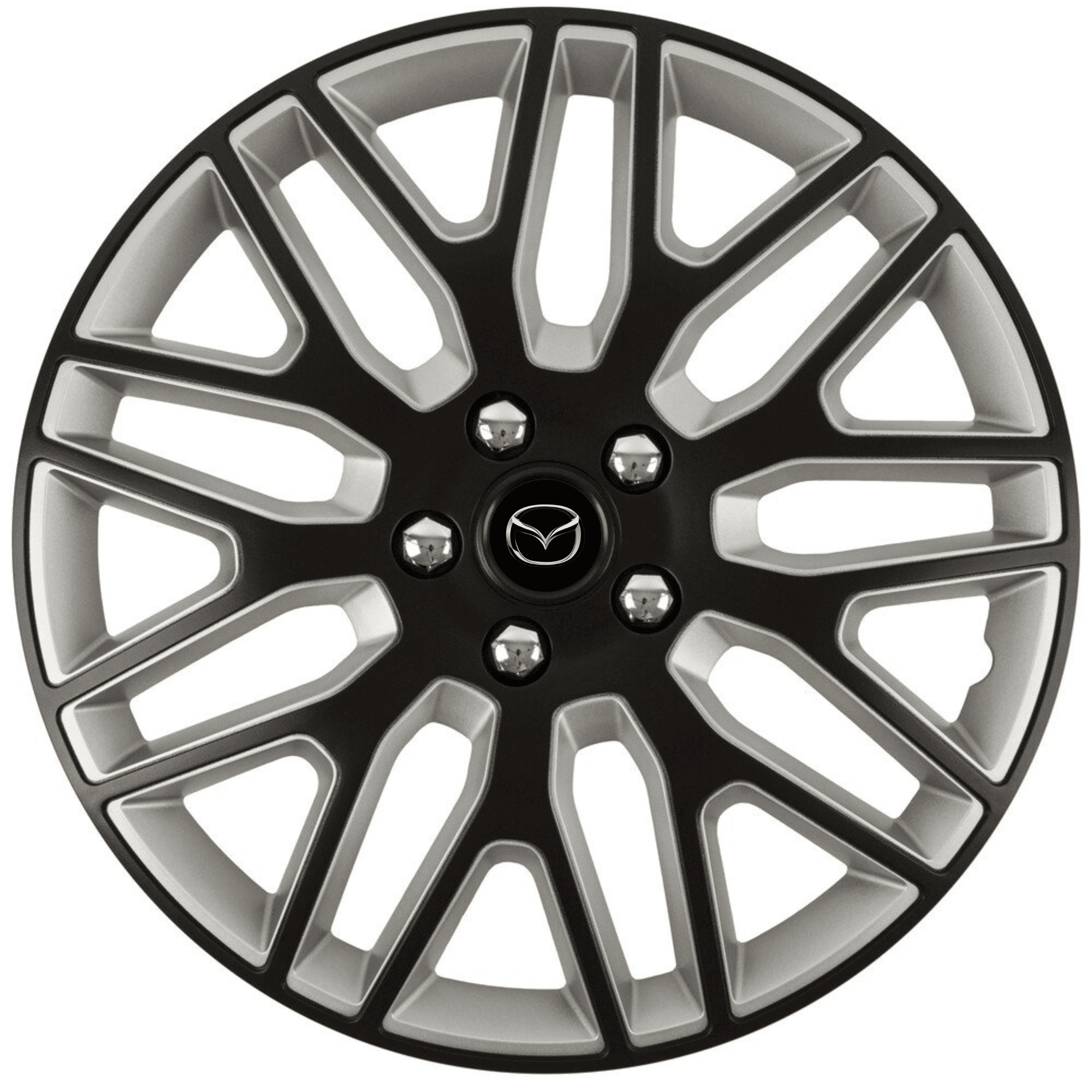 Set 4 Capace Roti 16 inchi (R16) Best Alb-Negru, Compatibile Cu Mazda