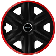 Set 4 Capace Roti pentru Smart, model Fast Black Cu Rama Rosie, R15
