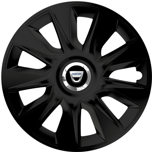 Set 4 Capace Roti 16 inchi (R16) Stratos Negru, Compatibile Cu Dacia