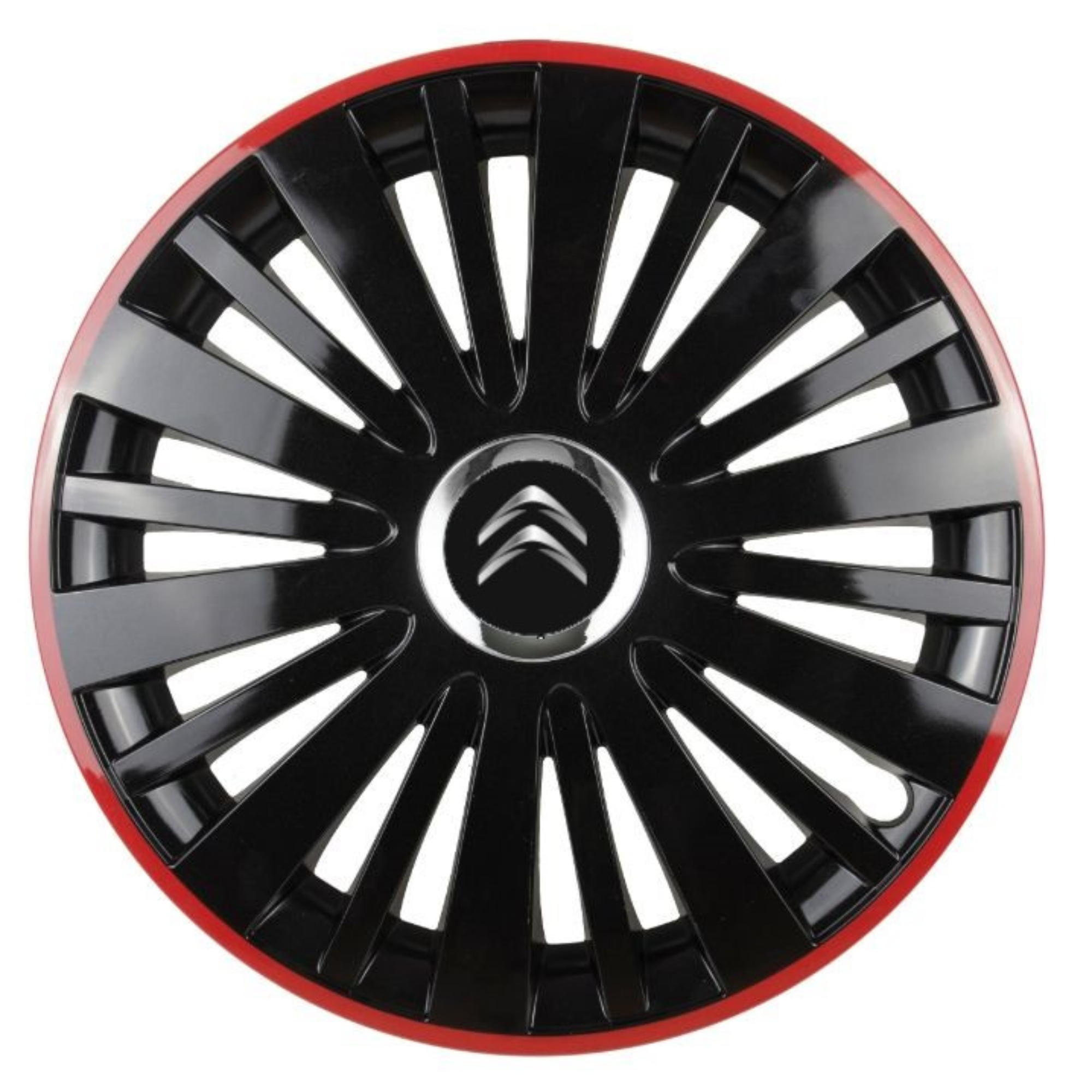Set 4 Capace Roti pentru Citroen model Falcon Black Cu Rama Rosie R15