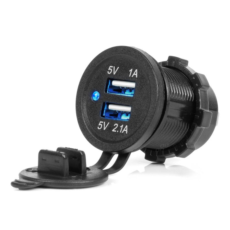 Încărcător auto cu mufe USB impermeabile 3.1A 2xUSB 12V 24V AMIO-04216