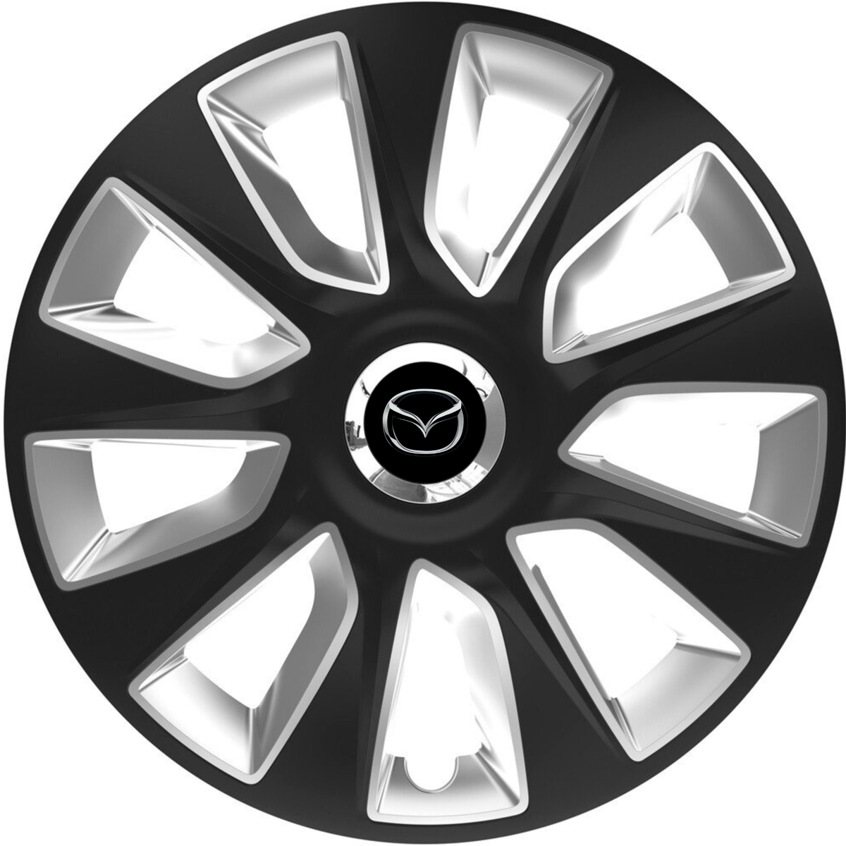 Set 4 Capace Roti 16 inchi (R16) Stratos Gri-Negru, Compatibile Cu Mazda