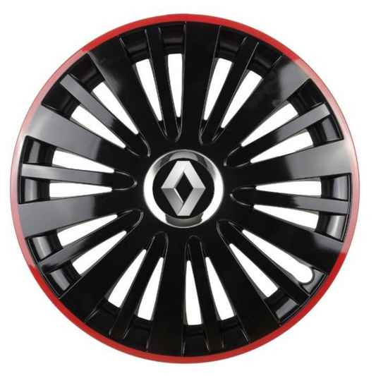 Set 4 Capace Roti pentru Renault model Falcon Black Cu Rama Rosie R14