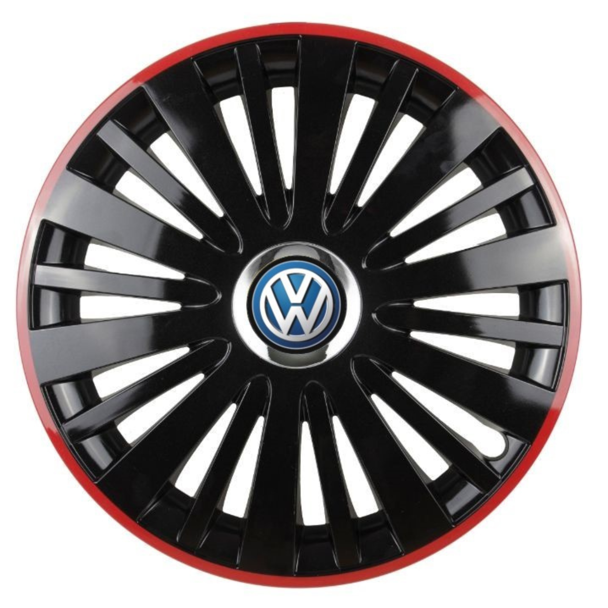 Set 4 Capace Roti pentru Volkswagen model Falcon Black Cu Rama Rosie R16