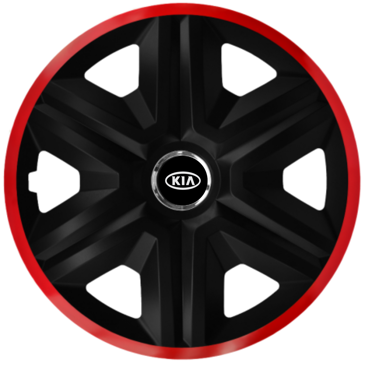 Комплект 4 таса за Kia, модел Fast Black с червена рамка, R14