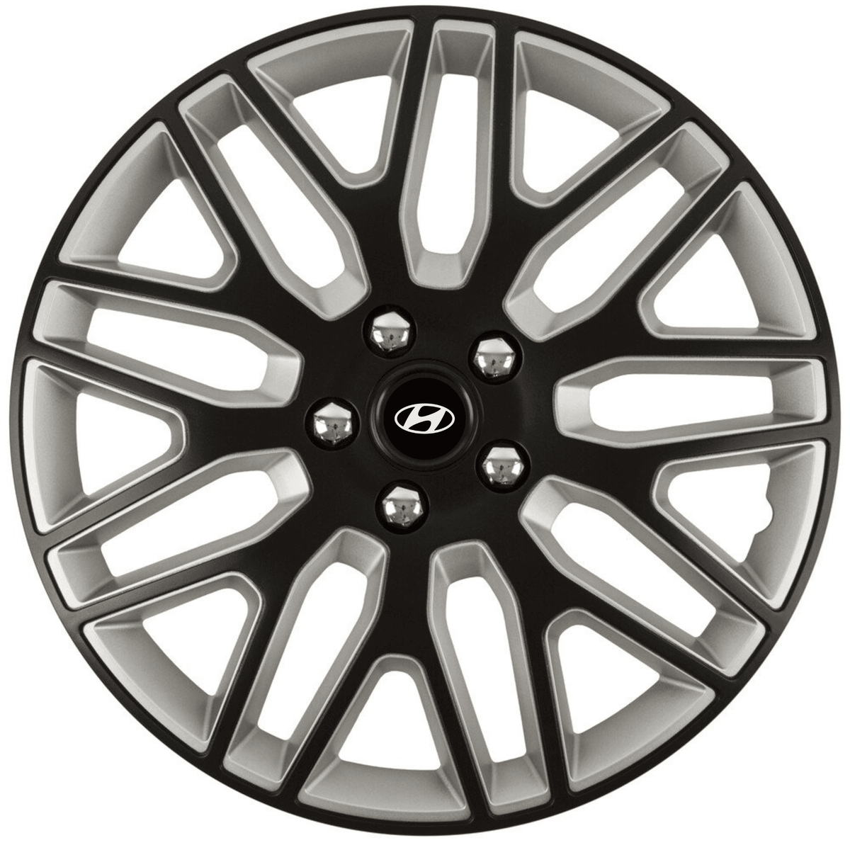 Set 4 Capace Roti 15 inchi (R15) Best Alb-Negru, Compatibile Cu Hyundai